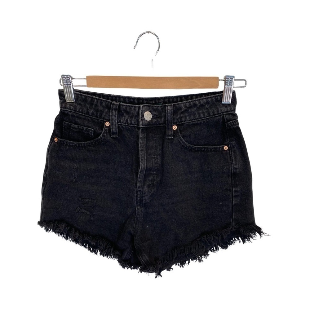Wild Fable Women's Black Button Fly Frayed Hem Shorts Size 0